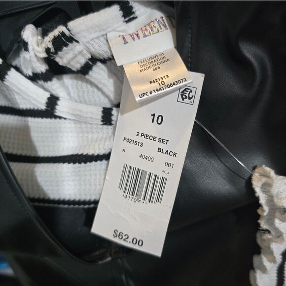 Tween Diva Girls Faux Leather Jumper Dress set NWT sz 10 Black - Picture 5 of 5